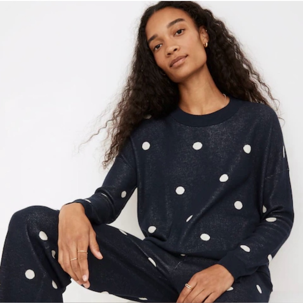 Madewell Dot Pullover Navy and White Pajama Sweater size XS